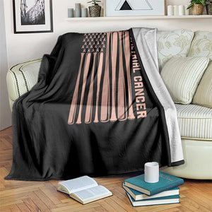 Strike Out Endometrial Cancer Baseball Throw Blanket Peach Ribbon American Flag Support Gift
