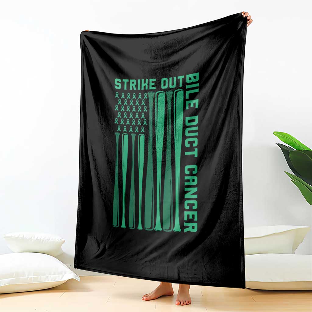 Strike Out Bile Duct Cancer Throw Blanket Baseball American Flag Hope Gift