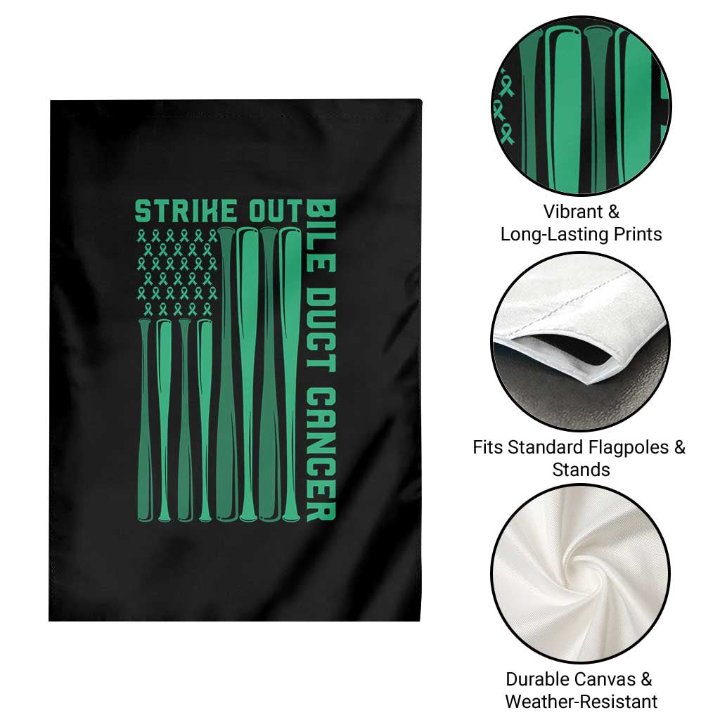 Strike Out Bile Duct Cancer Garden Flag Baseball American Flag Hope Gift