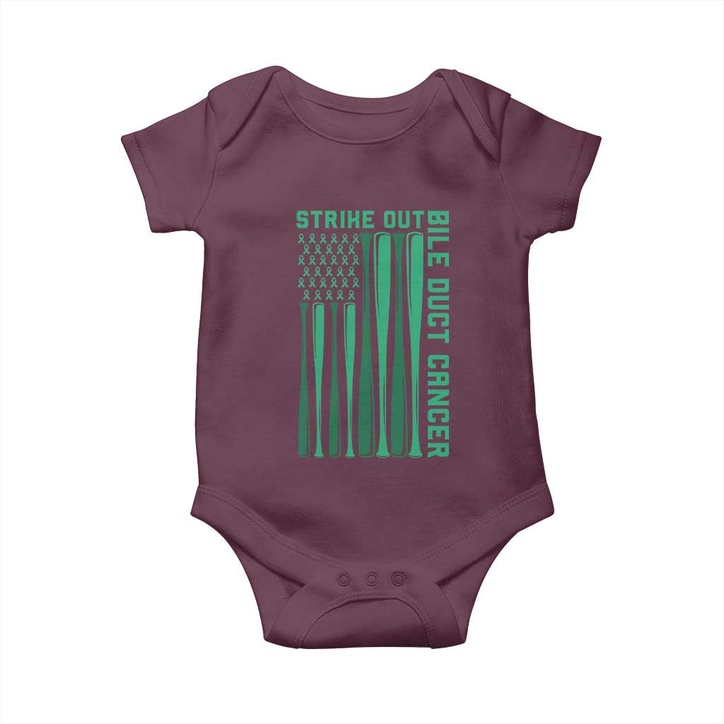 Strike Out Bile Duct Cancer Baby Onesie Baseball American Flag Hope Gift