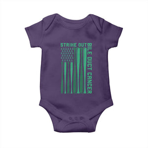 Strike Out Bile Duct Cancer Baby Onesie Baseball American Flag Hope Gift