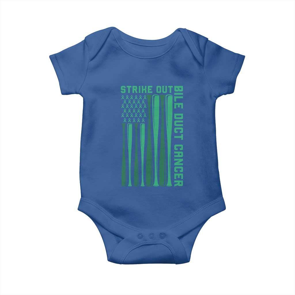 Strike Out Bile Duct Cancer Baby Onesie Baseball American Flag Hope Gift