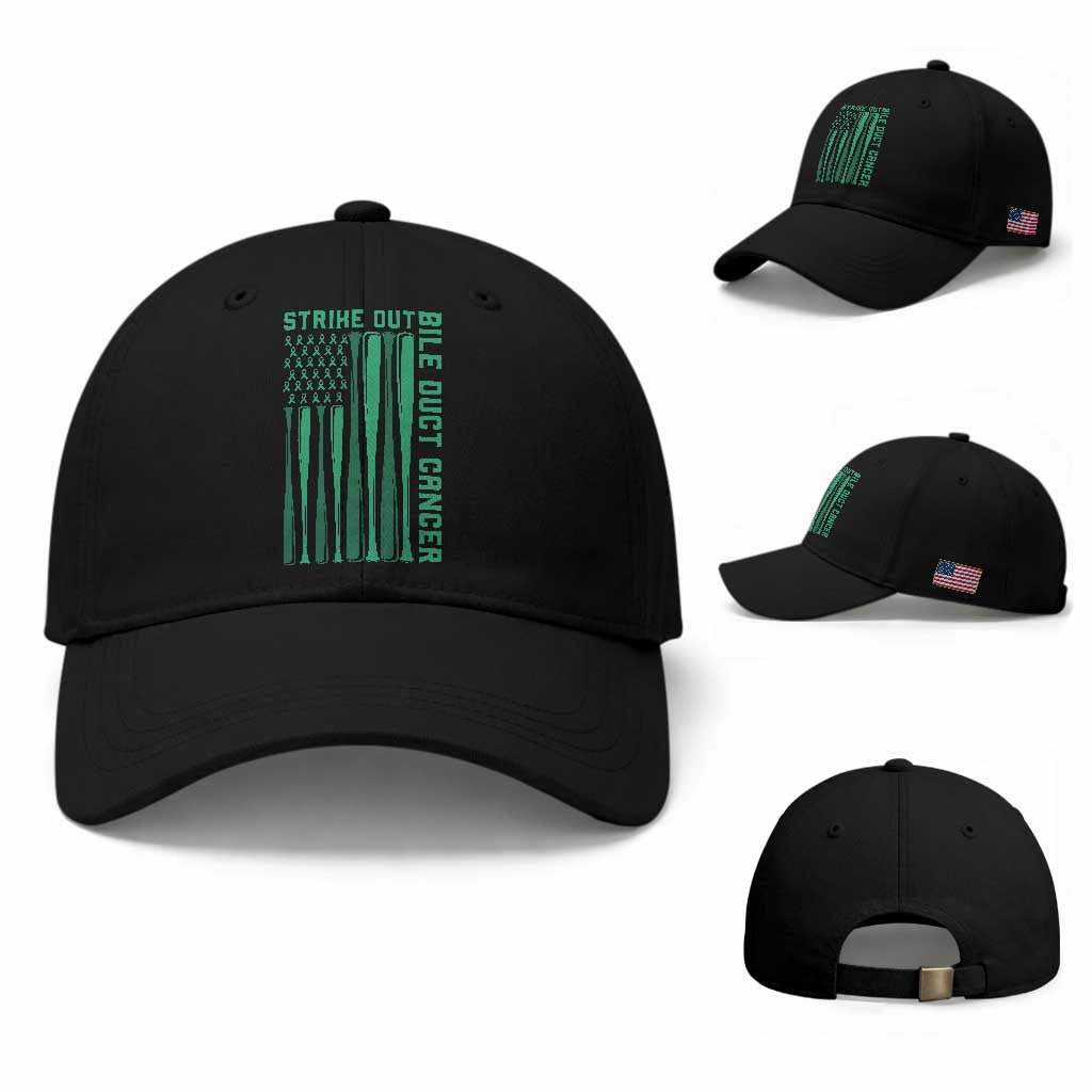 Strike Out Bile Duct Cancer Baseball Cap Baseball American Flag Hope Gift