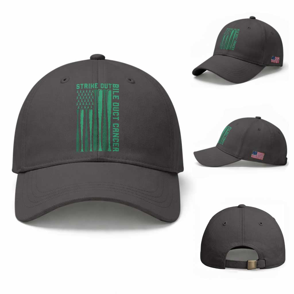 Strike Out Bile Duct Cancer Baseball Cap Baseball American Flag Hope Gift