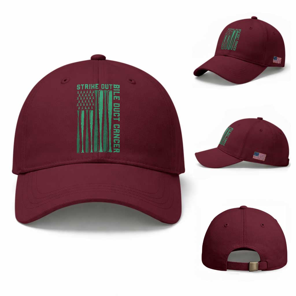 Strike Out Bile Duct Cancer Baseball Cap Baseball American Flag Hope Gift