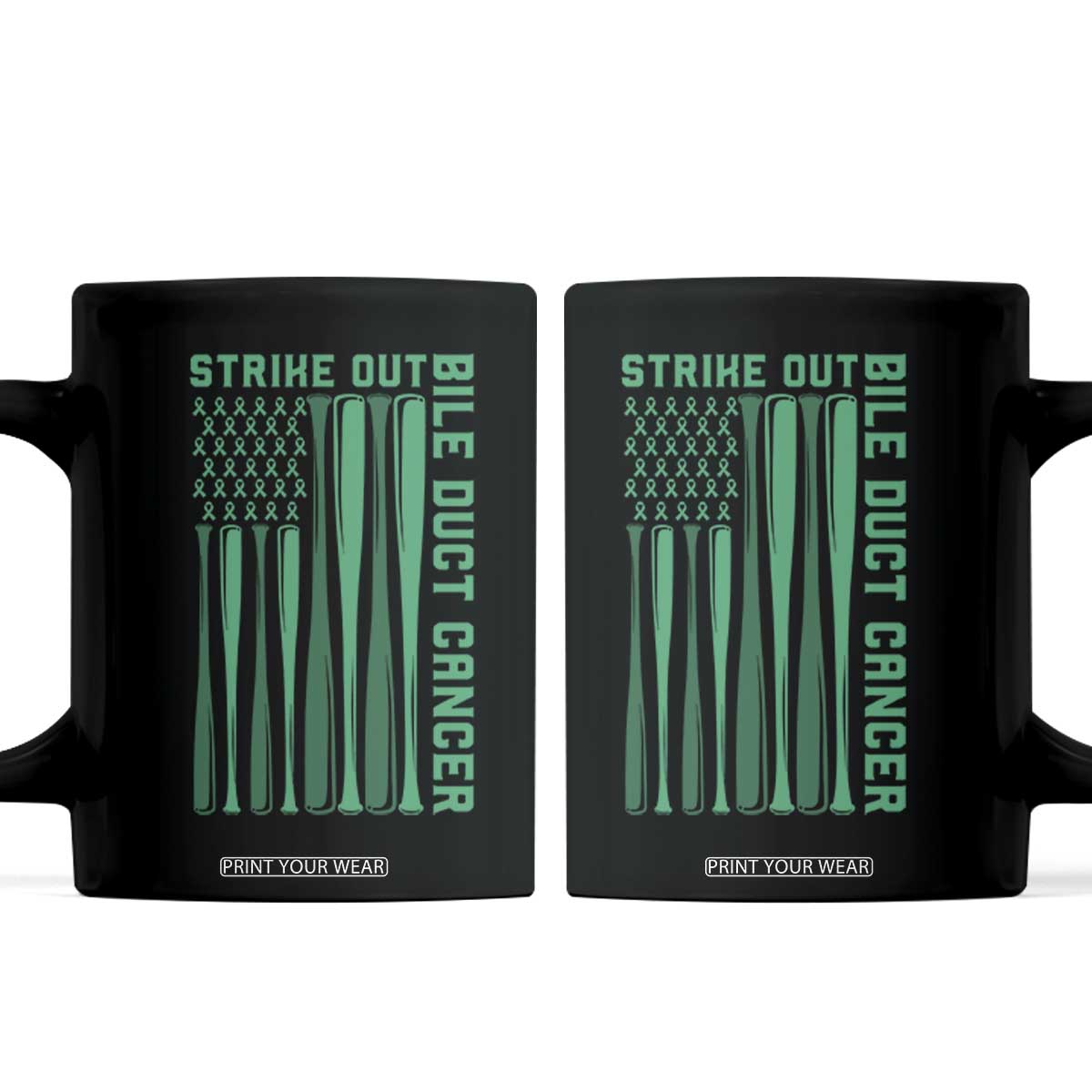 Strike Out Bile Duct Cancer Coffee Mug Baseball American Flag Hope Gift