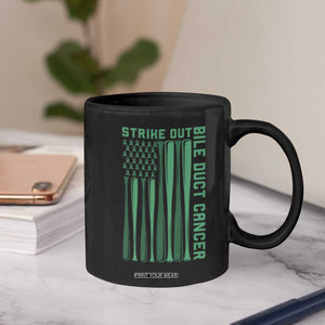 Strike Out Bile Duct Cancer Coffee Mug Baseball American Flag Hope Gift