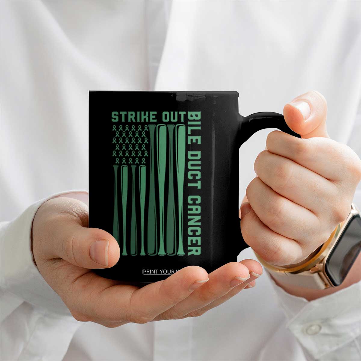 Strike Out Bile Duct Cancer Coffee Mug Baseball American Flag Hope Gift