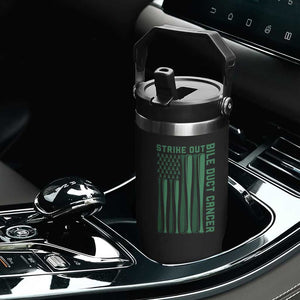 Strike Out Bile Duct Cancer Flip Straw Tumbler Baseball American Flag Hope Gift