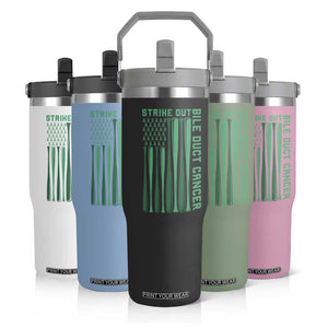 Strike Out Bile Duct Cancer Flip Straw Tumbler Baseball American Flag Hope Gift