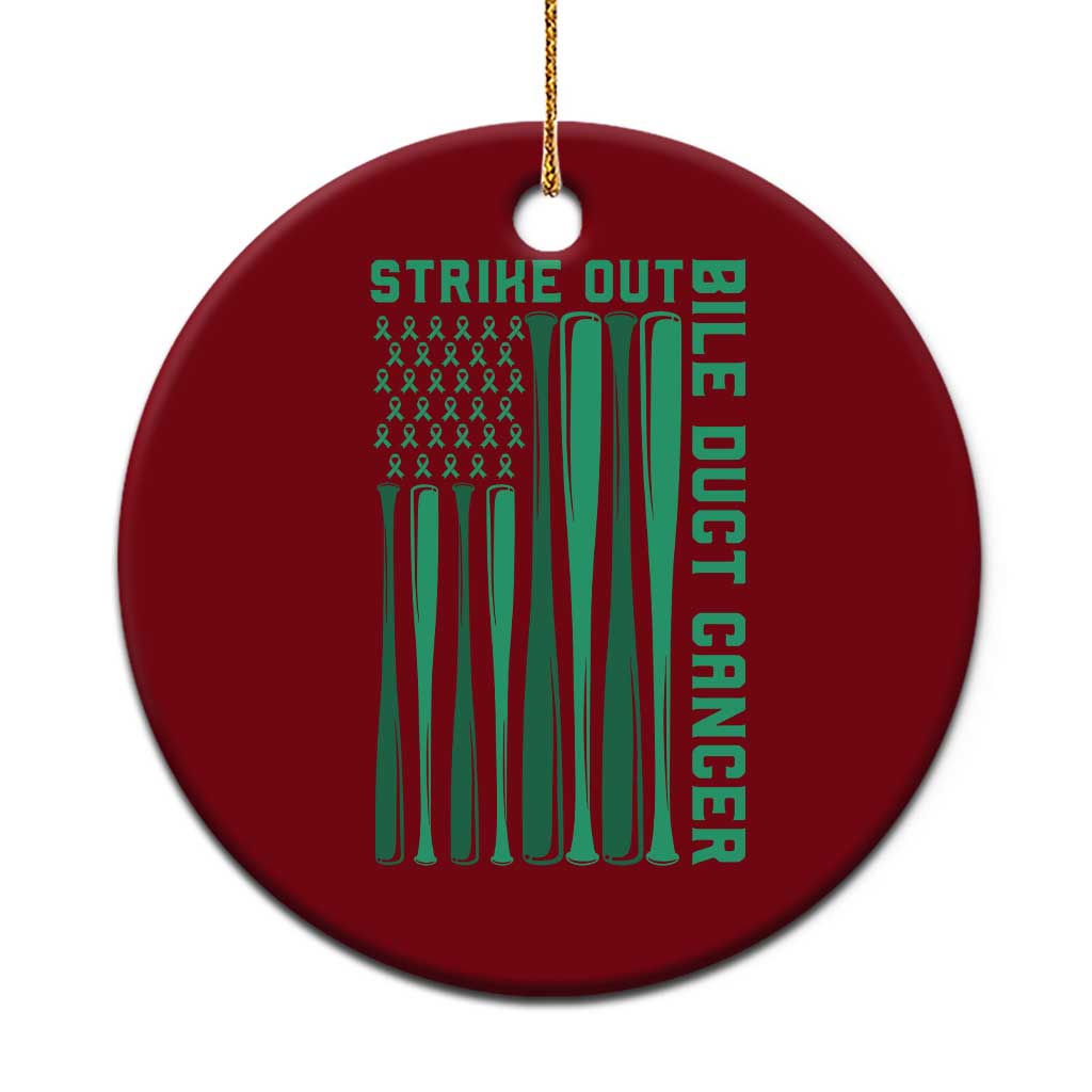 Strike Out Bile Duct Cancer Ceramic Ornament Baseball American Flag Hope Gift
