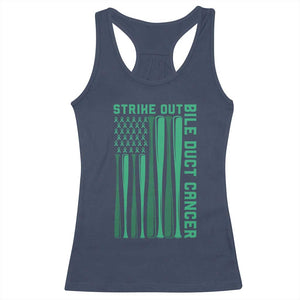 Strike Out Bile Duct Cancer Racerback Tank Top Baseball American Flag Hope Gift