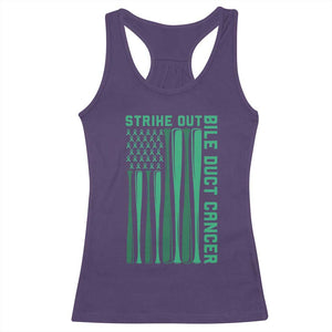 Strike Out Bile Duct Cancer Racerback Tank Top Baseball American Flag Hope Gift
