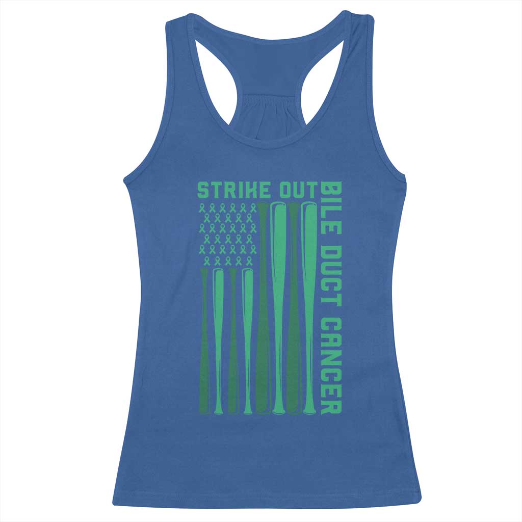 Strike Out Bile Duct Cancer Racerback Tank Top Baseball American Flag Hope Gift