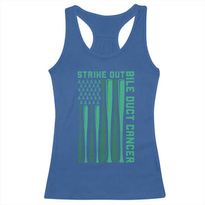 Strike Out Bile Duct Cancer Racerback Tank Top Baseball American Flag Hope Gift