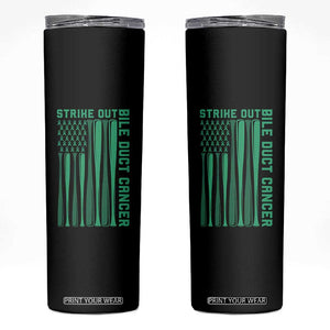 Strike Out Bile Duct Cancer Skinny Tumbler Baseball American Flag Hope Gift