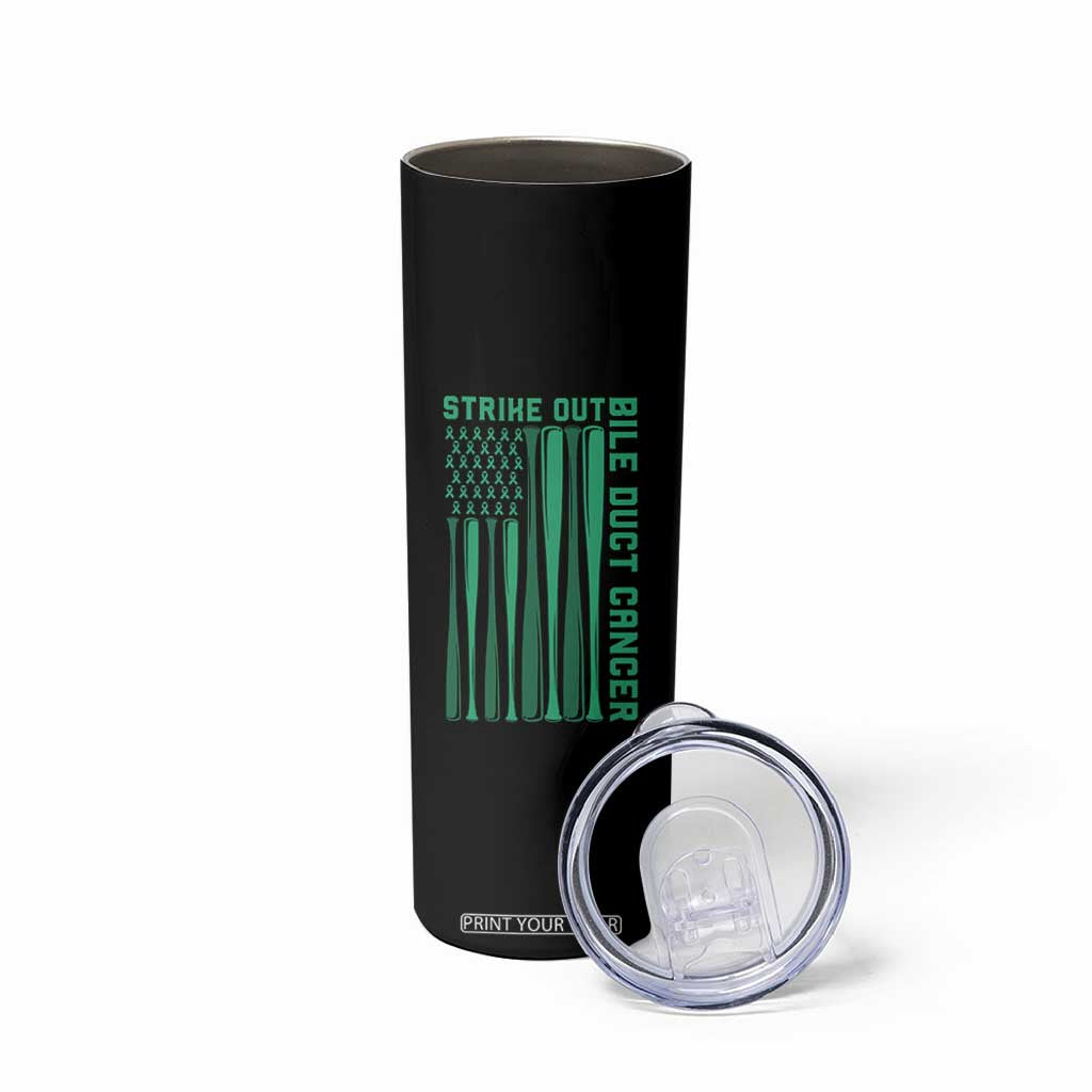 Strike Out Bile Duct Cancer Skinny Tumbler Baseball American Flag Hope Gift