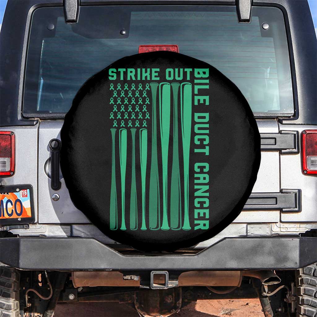 Strike Out Bile Duct Cancer Spare Tire Cover Baseball American Flag Hope Gift TS12 No hole Black Print Your Wear