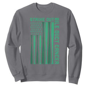 Strike Out Bile Duct Cancer Sweatshirt Baseball American Flag Hope Gift