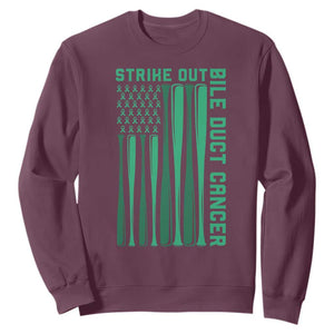 Strike Out Bile Duct Cancer Sweatshirt Baseball American Flag Hope Gift
