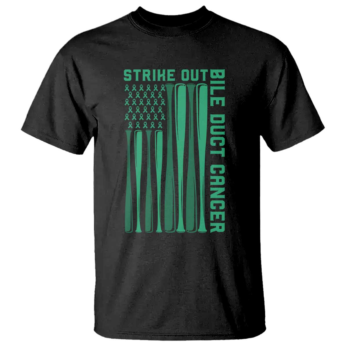 Strike Out Bile Duct Cancer T Shirt Baseball American Flag Hope Gift