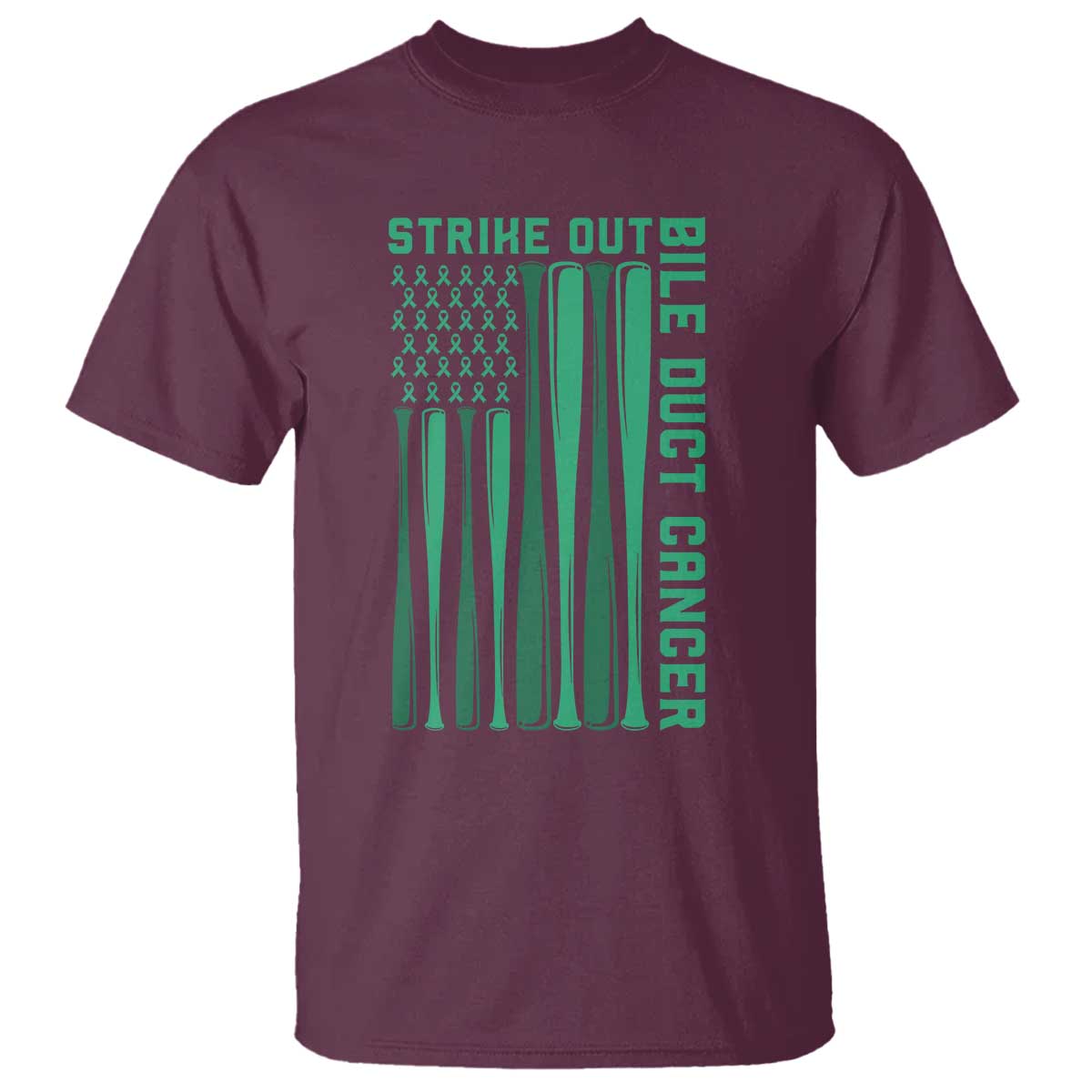 Strike Out Bile Duct Cancer T Shirt Baseball American Flag Hope Gift