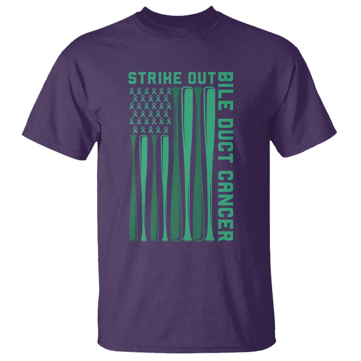 Strike Out Bile Duct Cancer T Shirt Baseball American Flag Hope Gift