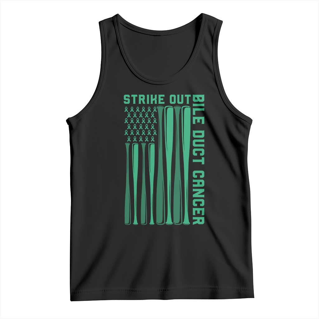 Strike Out Bile Duct Cancer Tank Top Baseball American Flag Hope Gift