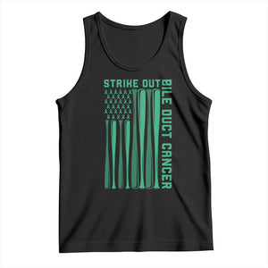 Strike Out Bile Duct Cancer Tank Top Baseball American Flag Hope Gift