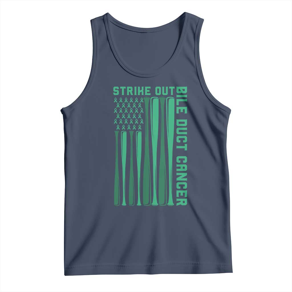 Strike Out Bile Duct Cancer Tank Top Baseball American Flag Hope Gift