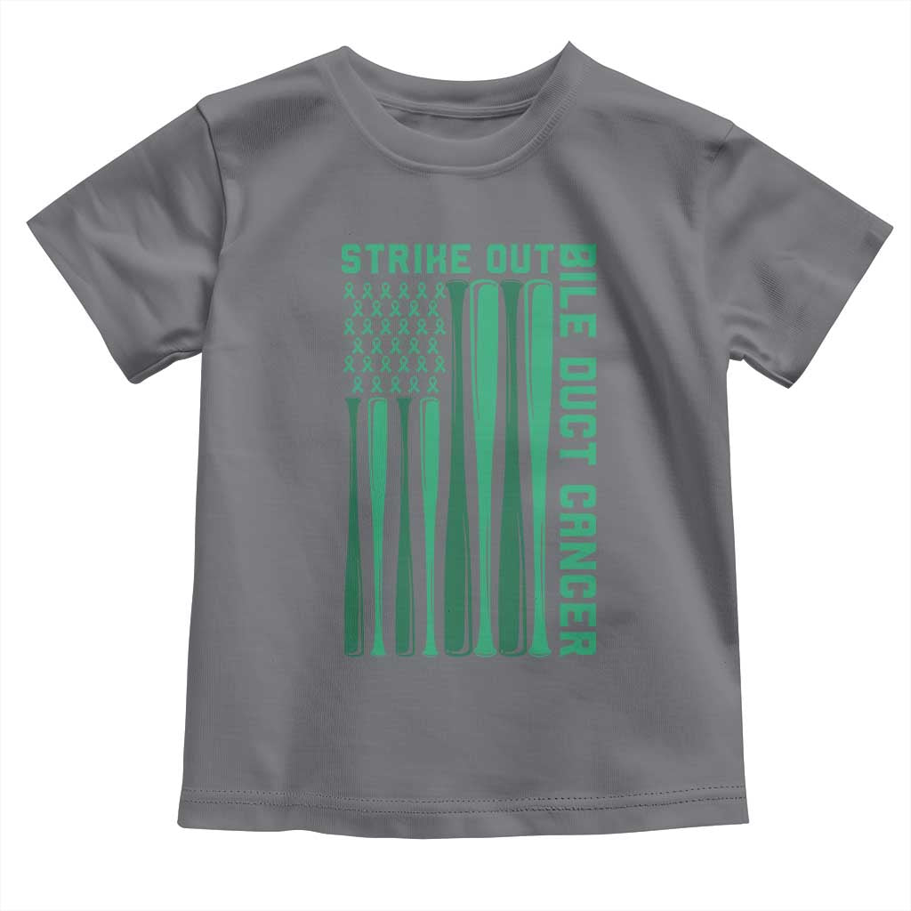 Strike Out Bile Duct Cancer Toddler T Shirt Baseball American Flag Hope Gift
