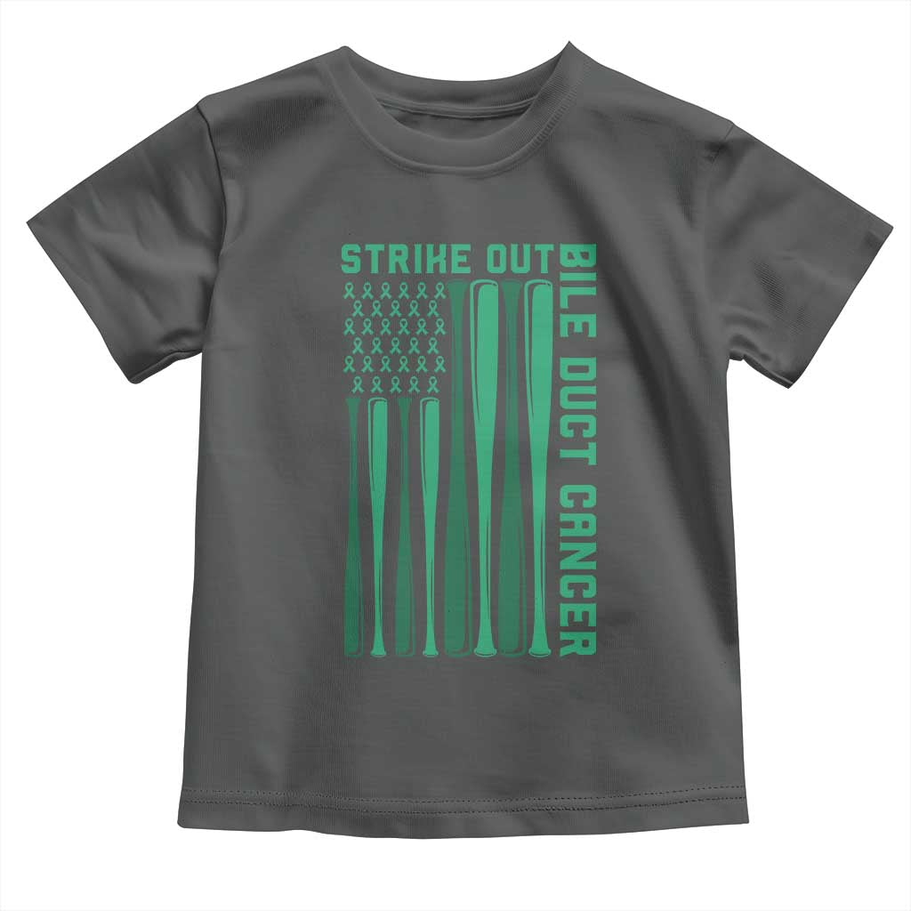 Strike Out Bile Duct Cancer Toddler T Shirt Baseball American Flag Hope Gift
