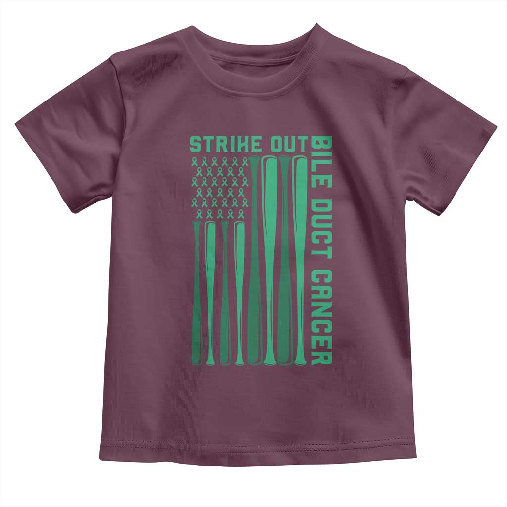 Strike Out Bile Duct Cancer Toddler T Shirt Baseball American Flag Hope Gift