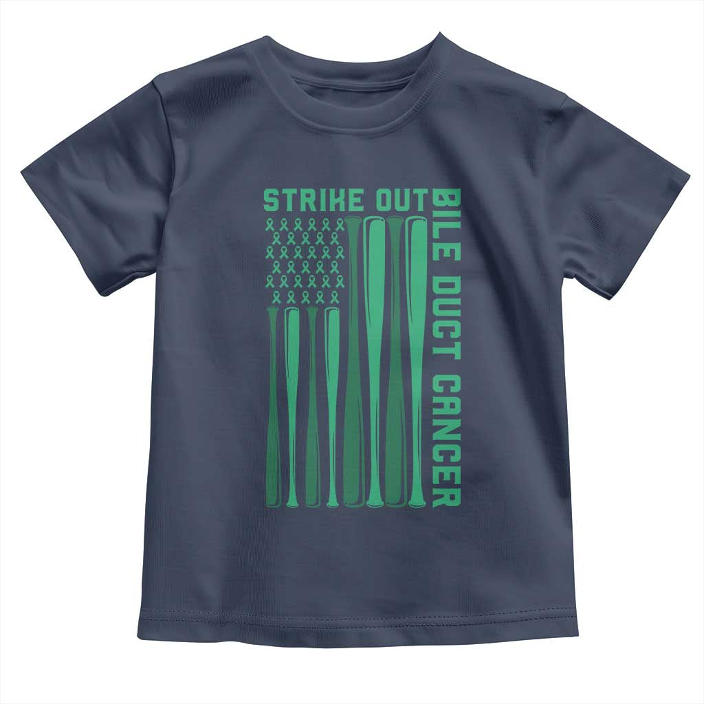 Strike Out Bile Duct Cancer Toddler T Shirt Baseball American Flag Hope Gift