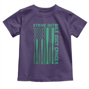 Strike Out Bile Duct Cancer Toddler T Shirt Baseball American Flag Hope Gift