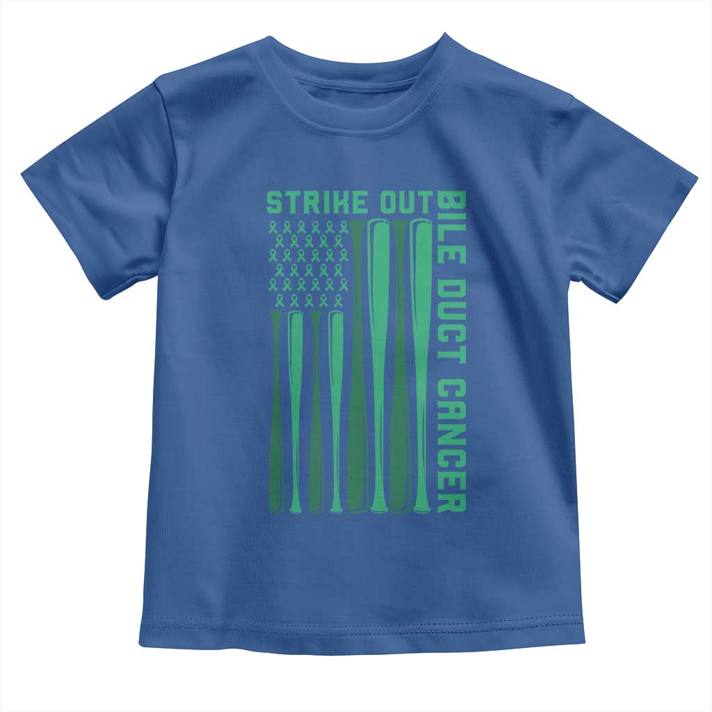 Strike Out Bile Duct Cancer Toddler T Shirt Baseball American Flag Hope Gift