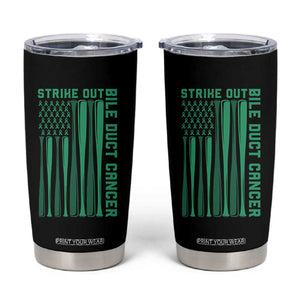Strike Out Bile Duct Cancer Tumbler Cup Baseball American Flag Hope Gift