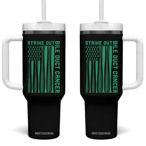 Strike Out Bile Duct Cancer Tumbler With Handle Baseball American Flag Hope Gift