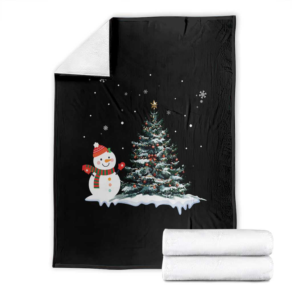 Christmas Snowman Throw Blanket Funny Snowmen With Christmas Tree TS12 Black Print Your Wear