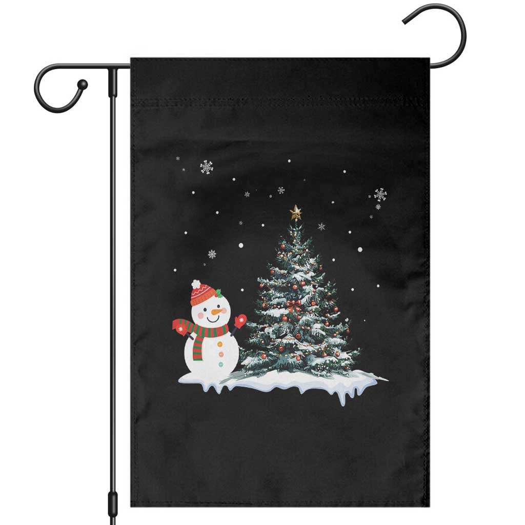Christmas Snowman Garden Flag Funny Snowmen With Christmas Tree TS12 Black Print Your Wear