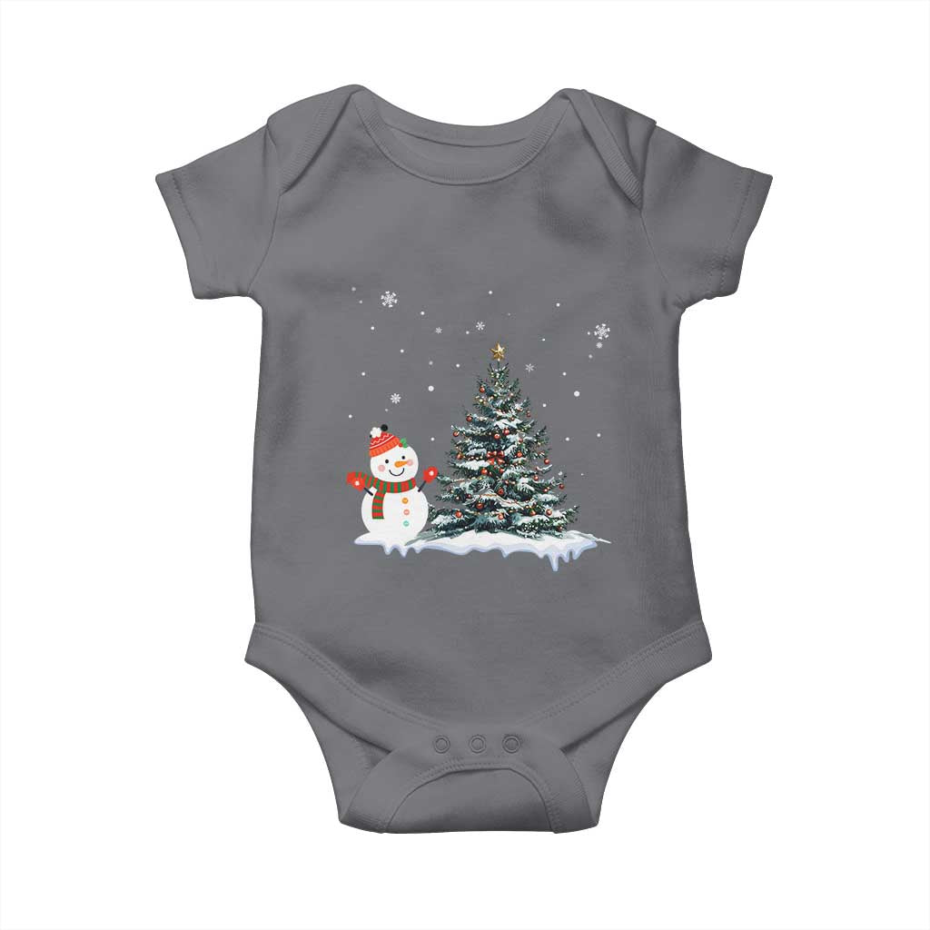 Christmas Snowman Baby Onesie Funny Snowmen With Christmas Tree TS12 Charcoal Print Your Wear