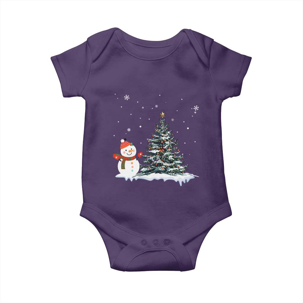 Christmas Snowman Baby Onesie Funny Snowmen With Christmas Tree TS12 Purple Print Your Wear