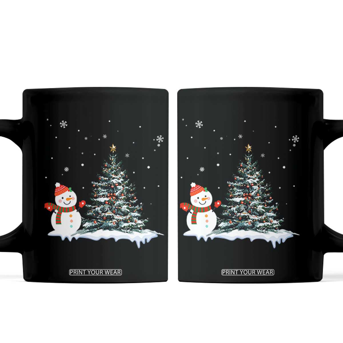 Christmas Snowman Coffee Mug Funny Snowmen With Christmas Tree TS12 Black Print Your Wear