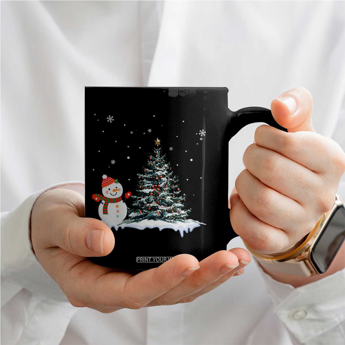 Christmas Snowman Coffee Mug Funny Snowmen With Christmas Tree TS12 Print Your Wear