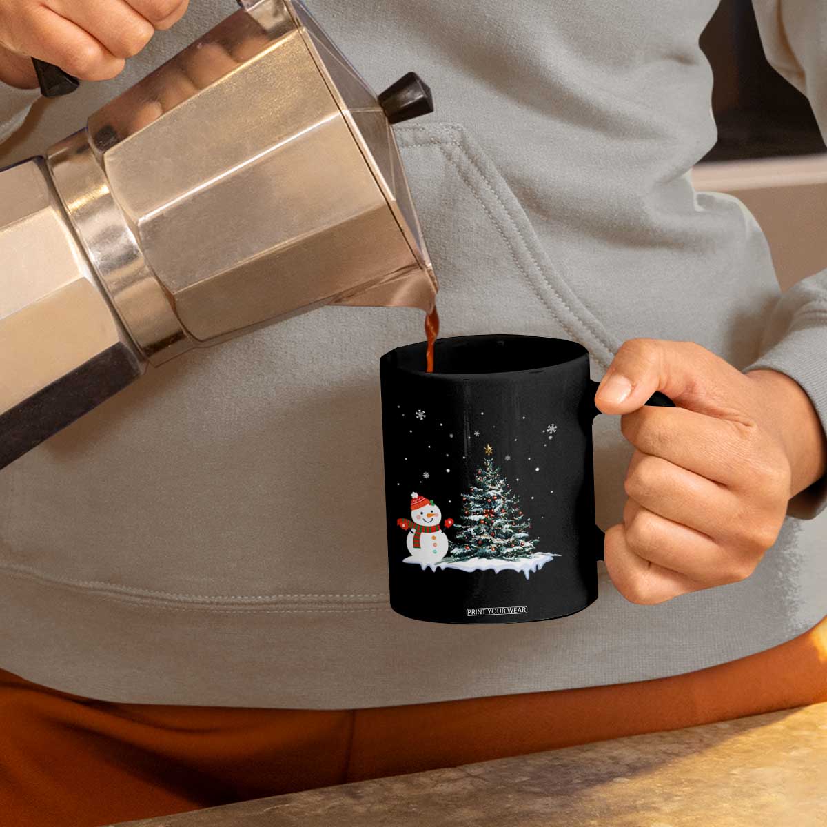 Christmas Snowman Coffee Mug Funny Snowmen With Christmas Tree TS12 Print Your Wear