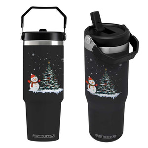 Christmas Snowman Flip Straw Tumbler Funny Snowmen With Christmas Tree TS12 One Size: 30 oz Black Print Your Wear