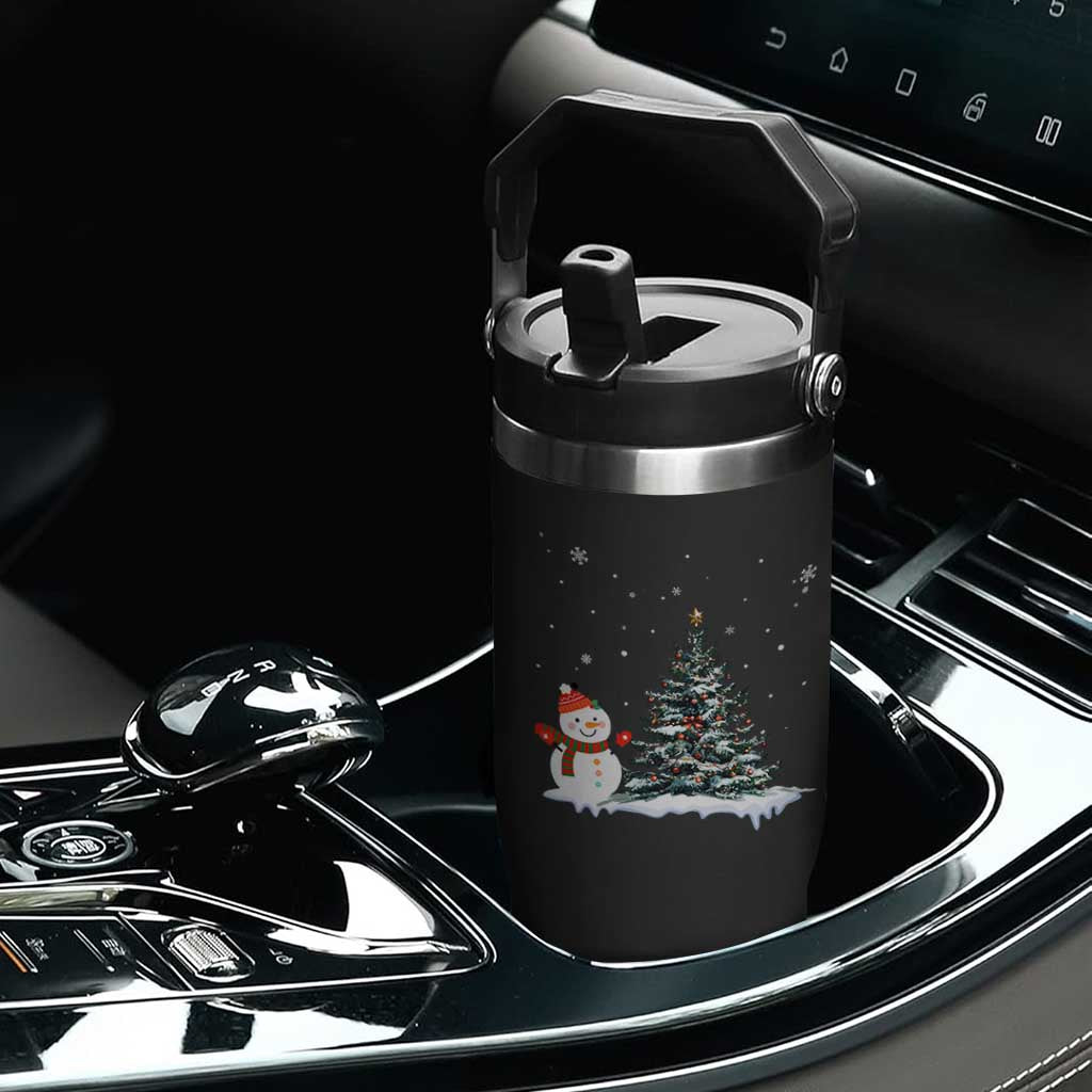 Christmas Snowman Flip Straw Tumbler Funny Snowmen With Christmas Tree TS12 Print Your Wear