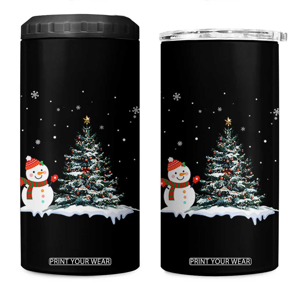Christmas Snowman 4 in 1 Can Cooler Tumbler Funny Snowmen With Christmas Tree TS12 One Size: 16 oz Black Print Your Wear