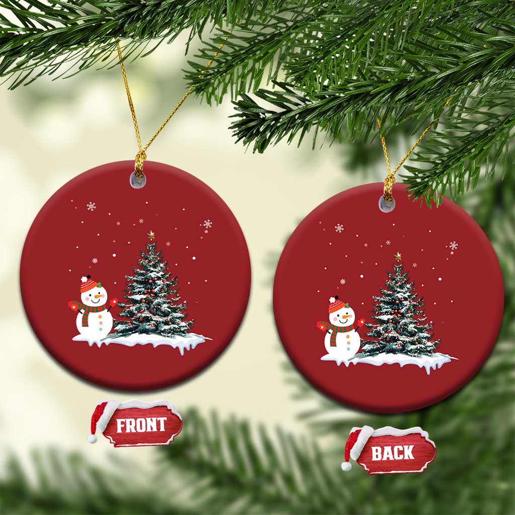 Xmas Snowman Christmas Ornament Funny Snowmen With Christmas Tree TS12 Circle Red Print Your Wear
