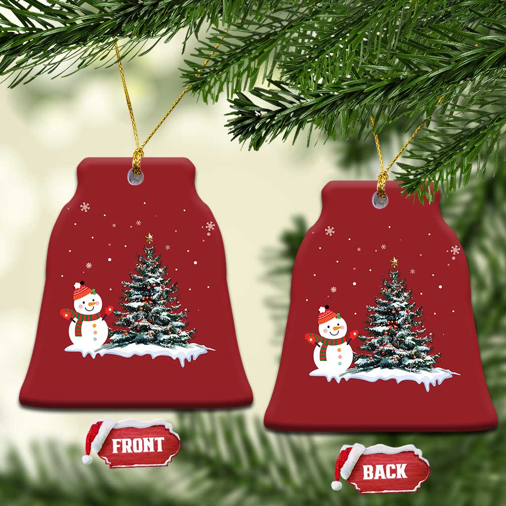 Xmas Snowman Christmas Ornament Funny Snowmen With Christmas Tree TS12 Bell Flake Red Print Your Wear